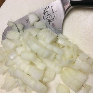 chopped onions great knife
