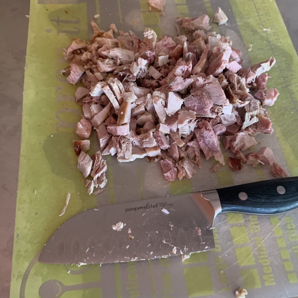 leftover pork all chopped up