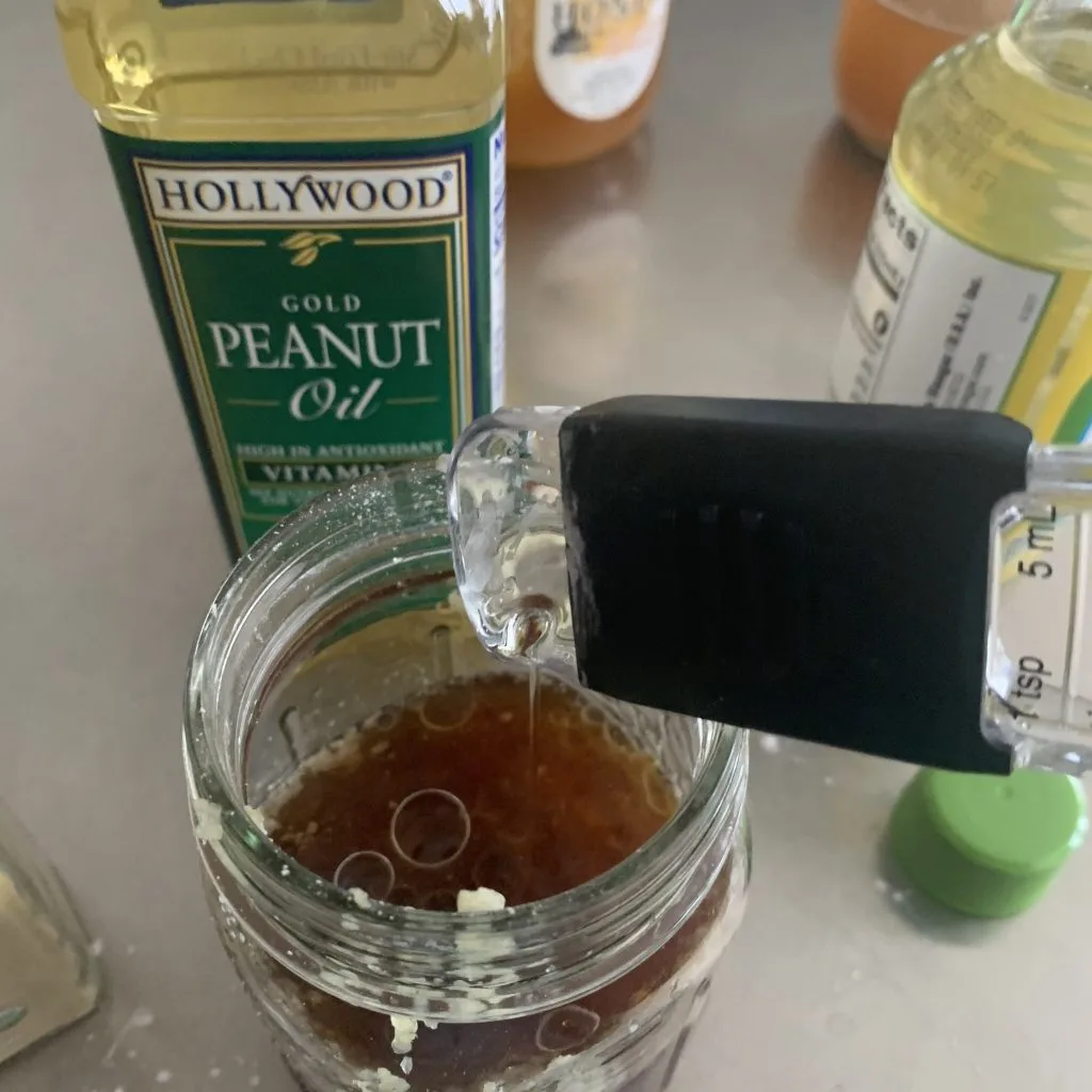 peanut oil going in the stir fry sauce