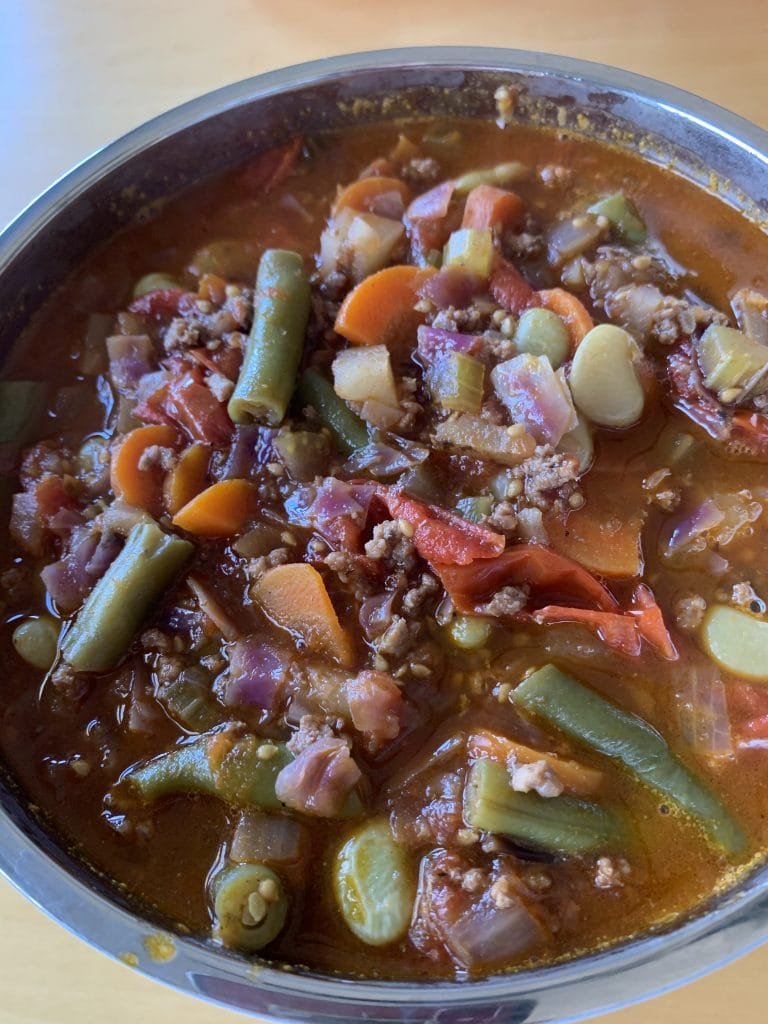 finished ground beef veggie beef soup