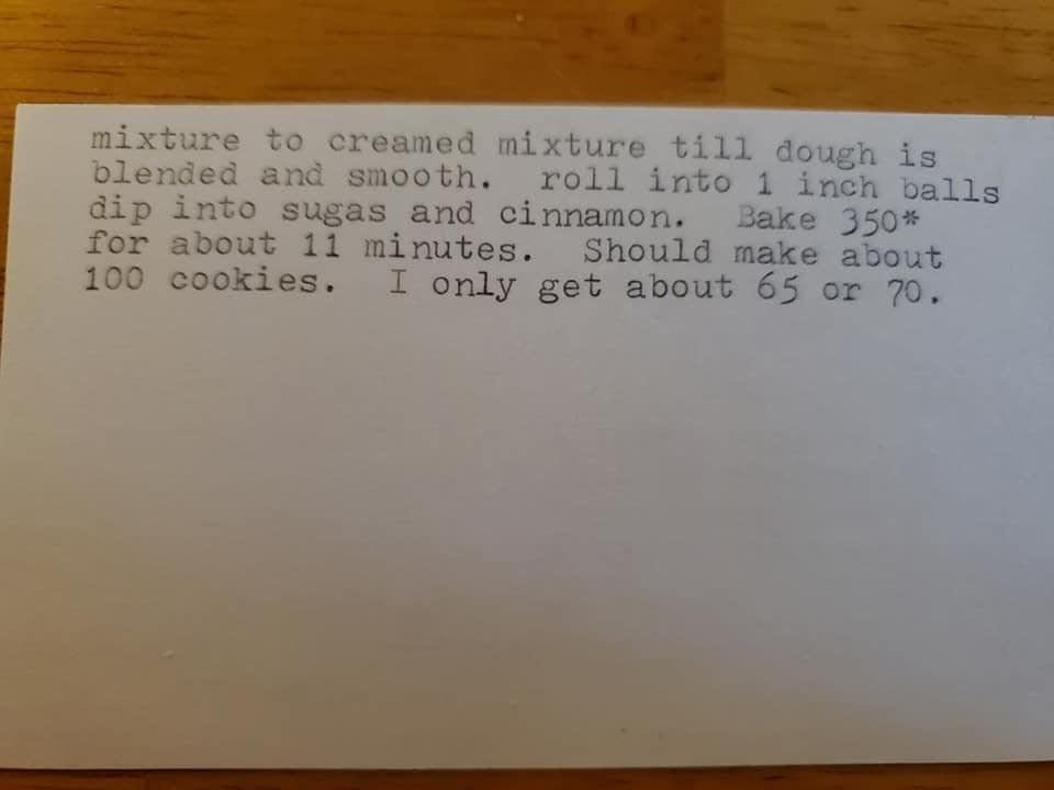 typed out recipe card