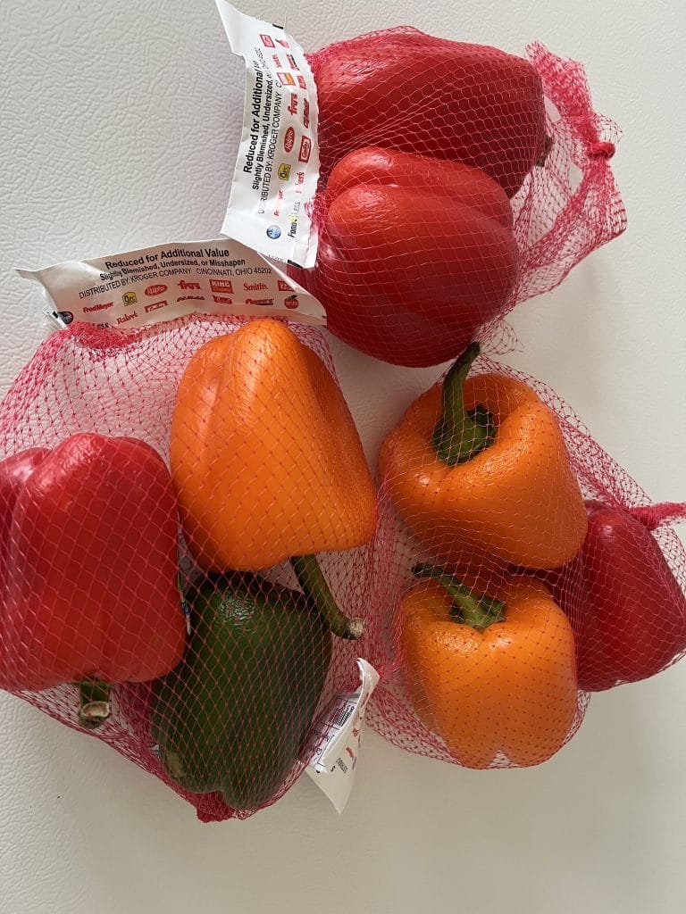 reduced peppers to save money at the grocery store